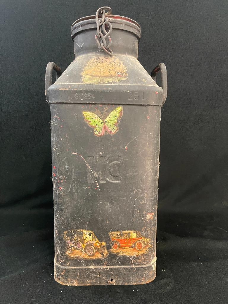 Vintage MC stamped 25 L decorated milk can (1 of 5)