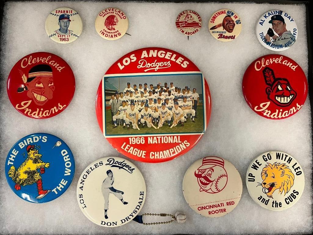 Vintage lot of baseball buttons, Indians, Dodgers and more (1 of 4)