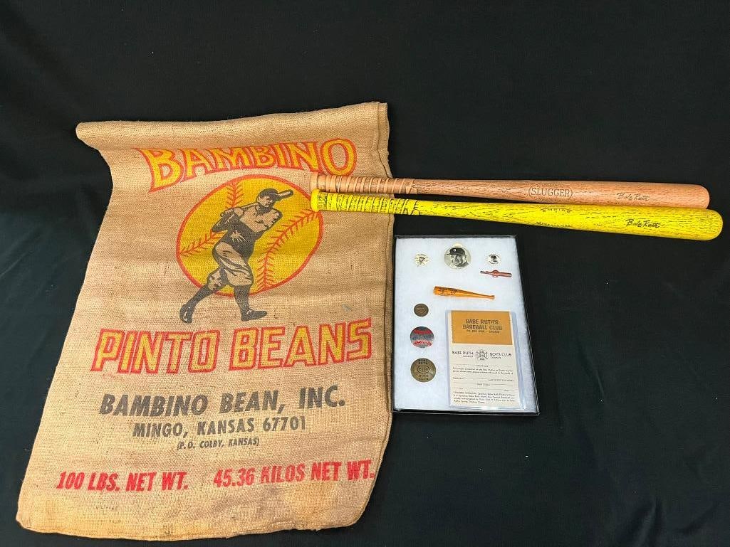 Babe Ruth Boys Club pins, plastic bats, Bambino Pinto Bean bag and more (1 of 6)