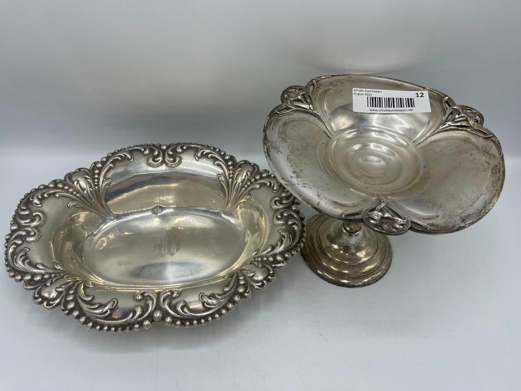 Sterling bowl and compote: Sterling bowl and compote. 2 pieces. Approx. 22 ounces.