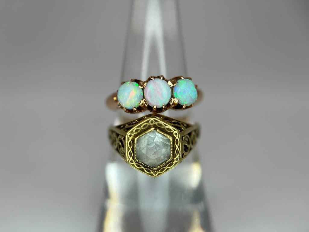 14k Aquamarine and 14k gold opal rings (1 of 9)