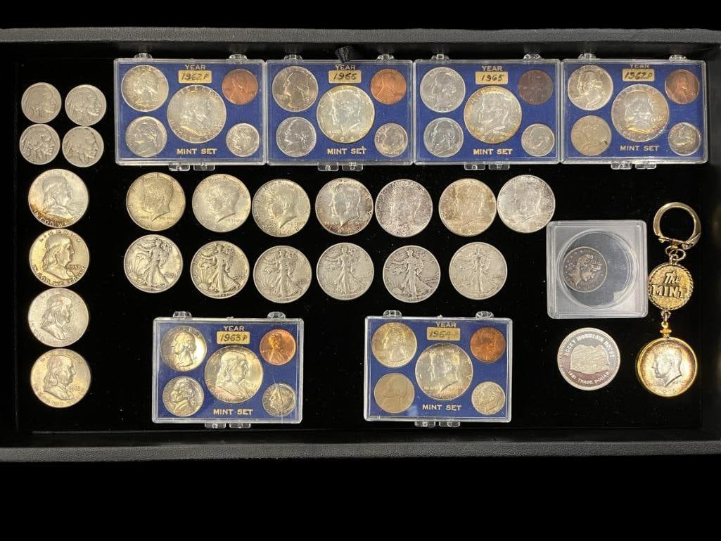 Mixed group of Franklin halves,Kennedy, silver quarters and more (1 of 8)