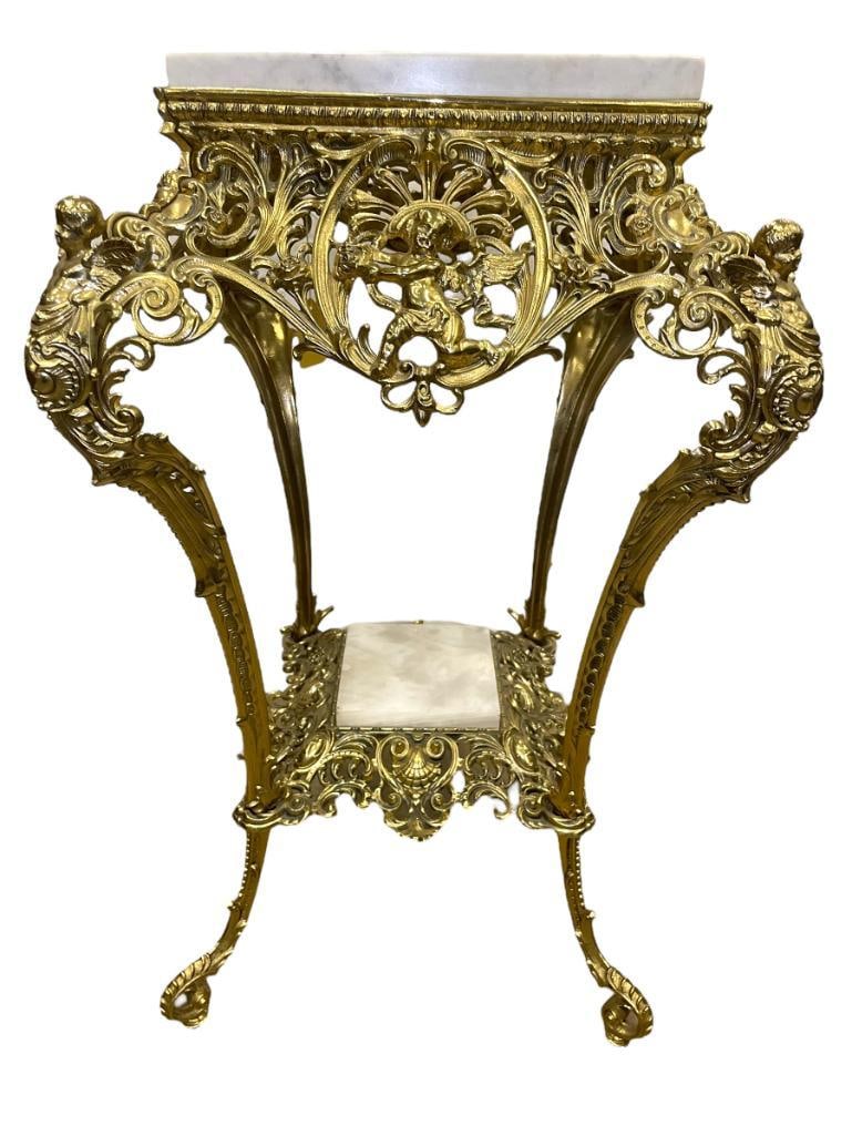 Brass and Marble stand decorated with cherubs (1 of 5)