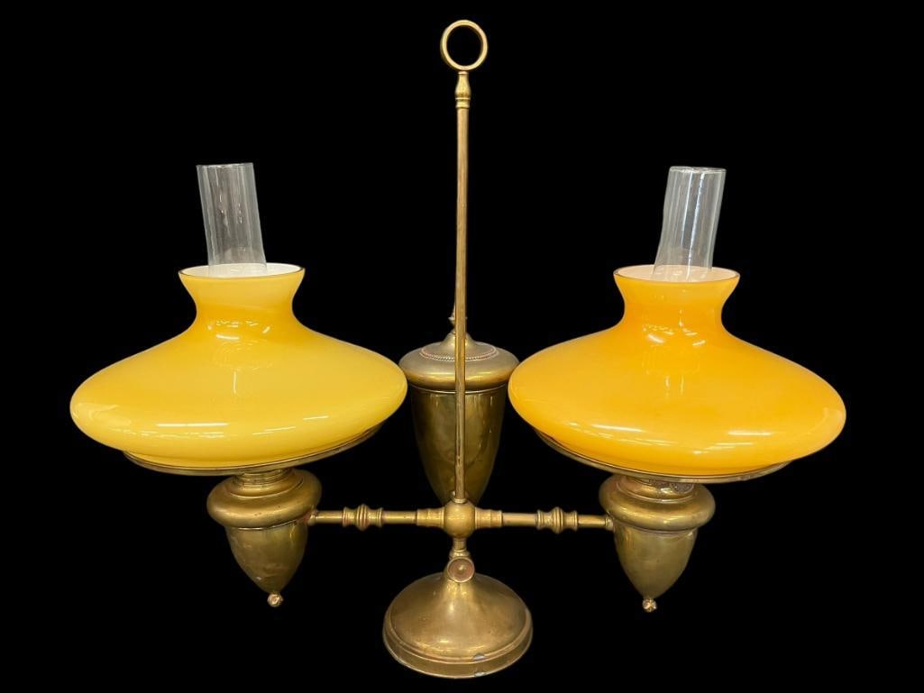 Brass Double student oil lamp (1 of 7)