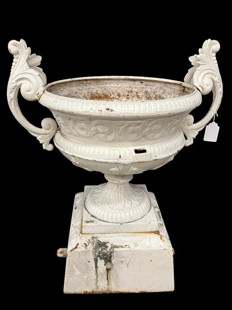 Kramer Bros Victorian Cast Iron urn: Kramer Bros Victorian Cast Iron urn. Approx. 34x30x22 inches.
