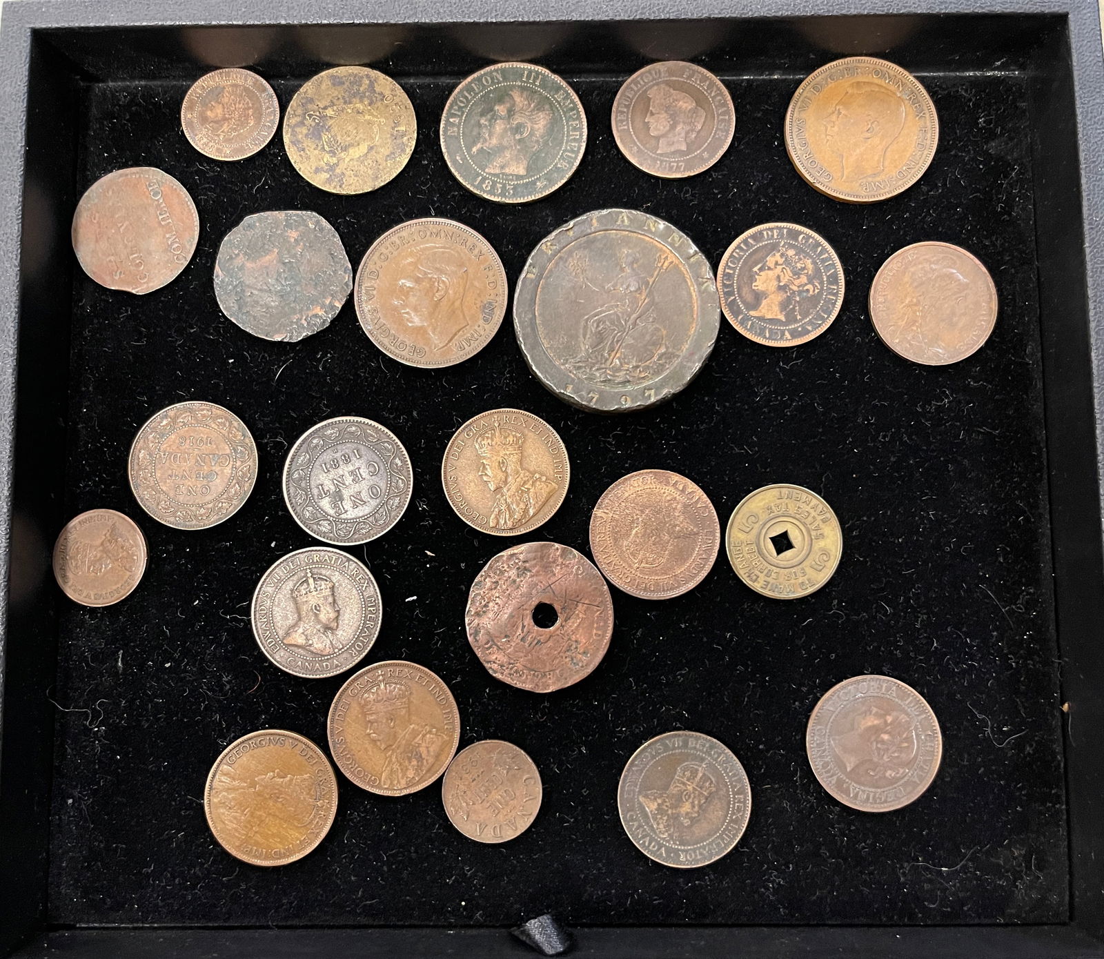 Group of Mostly Canadian Pennies and Britannia 1797 Large Copper Coin etc. (1 of 5)