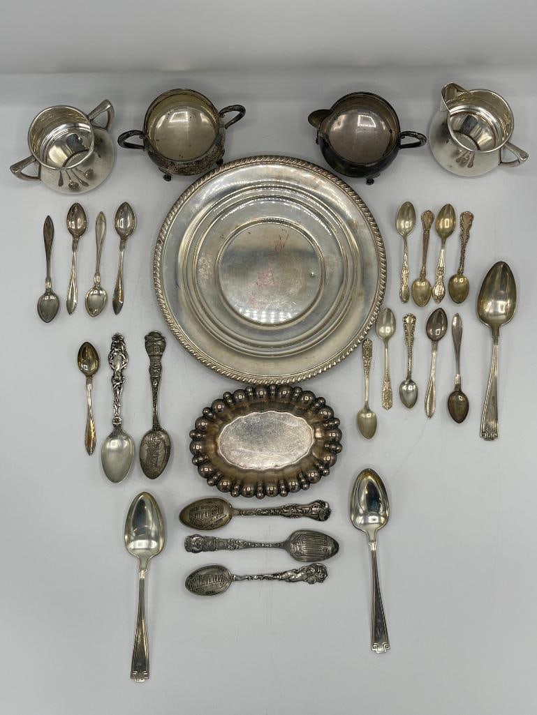 Sterling spoons, plate, sugar and more (1 of 9)