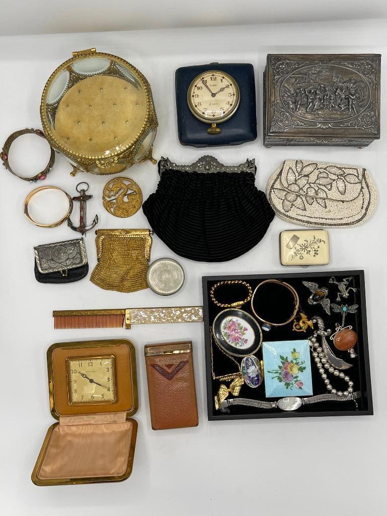 Phinney Walker travel clock, costume jewelry, dresser boxes and more (1 of 10)