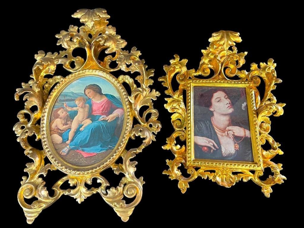 2 hand carved gilt wood frames (1 of 9)