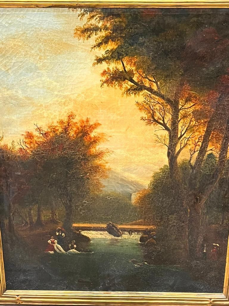 19th century oil on canvas stream scene (1 of 6)