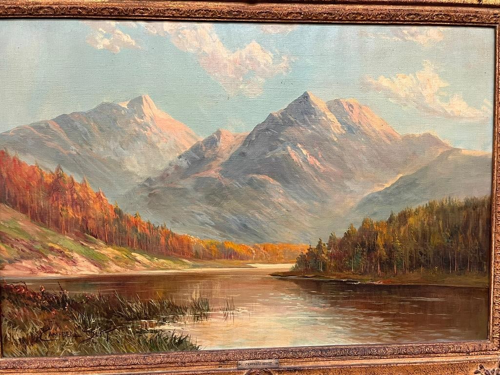 Campbell Scott signed oil on canvas Mountain scene (1 of 6)