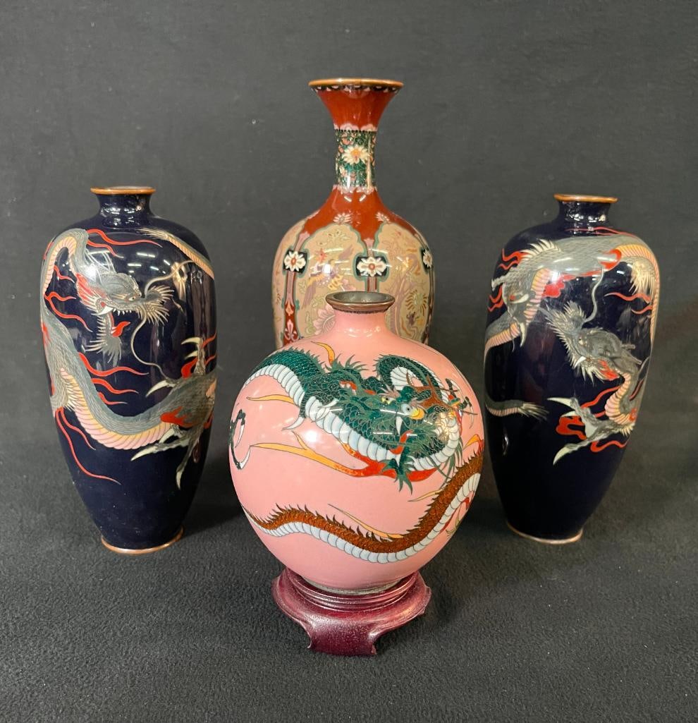 Group of Japanese Dragon cloisonne vases (1 of 7)