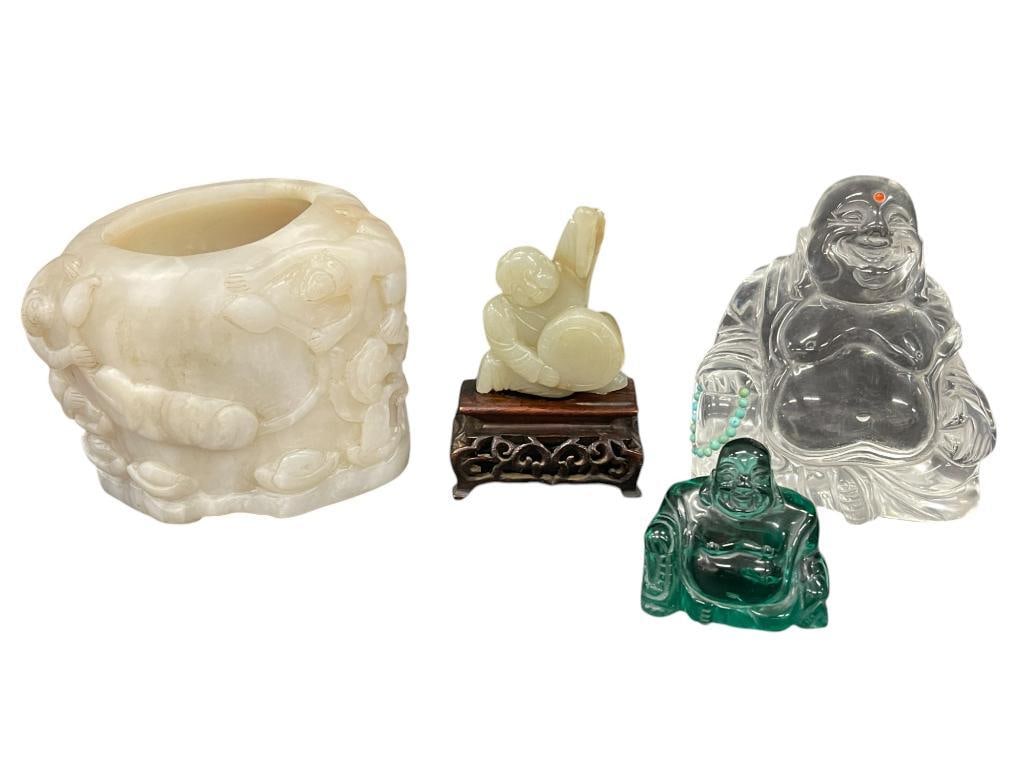 Soapstone vase and Buddah figures (1 of 7)