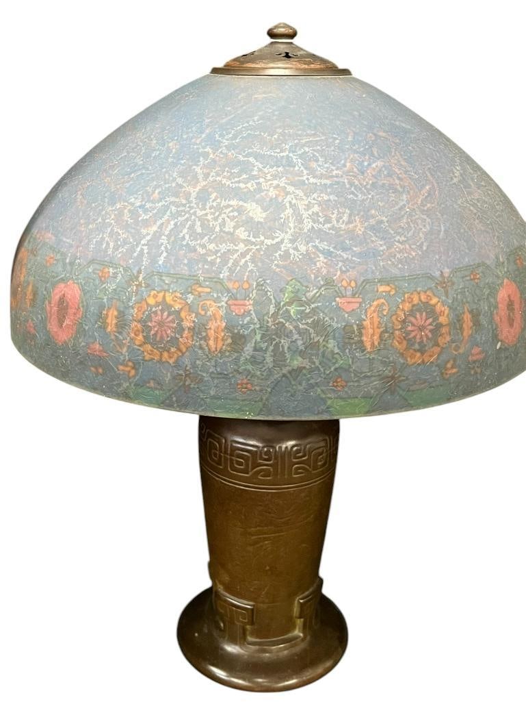 Handel reverse painted table lamp model 6747 Persian Border (1 of 12)