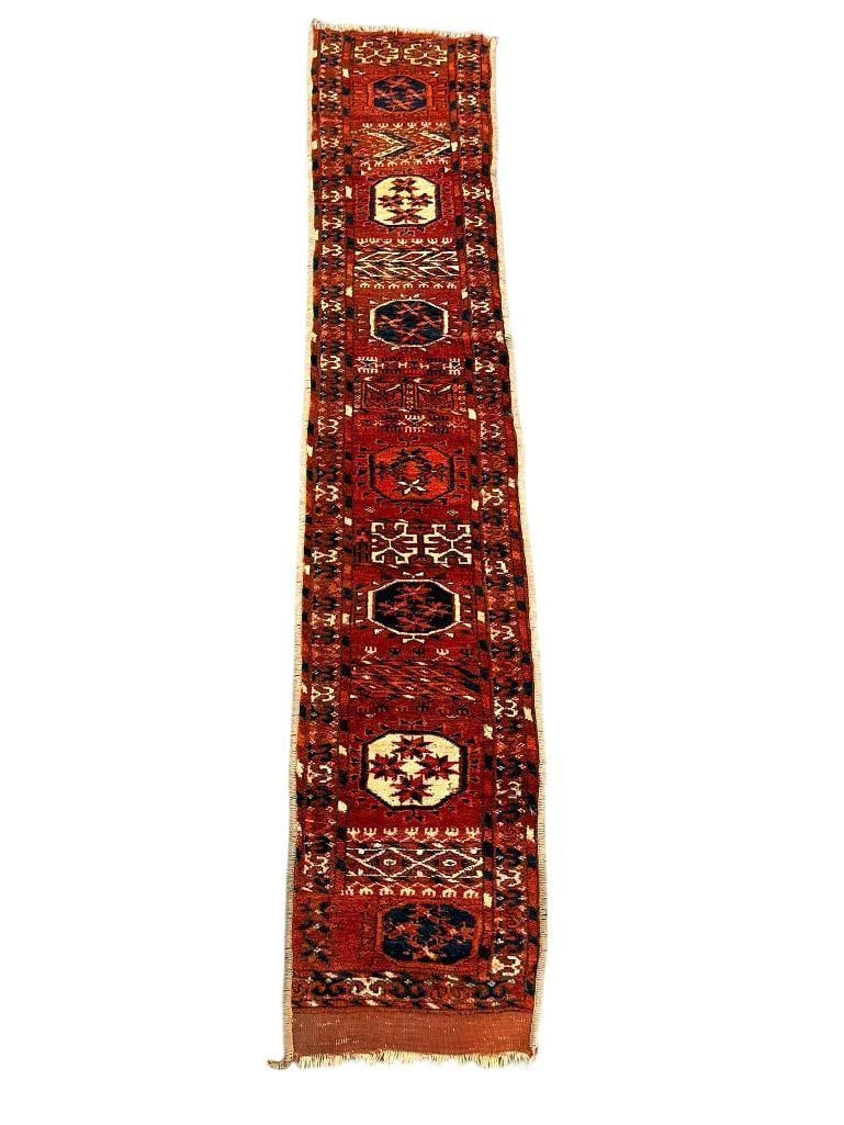 Fine Woven Bokara table runner: Fine Woven Bokara table runner. Approx. 11x55 inches. Provenance: From the Monte Hoffman Collection.