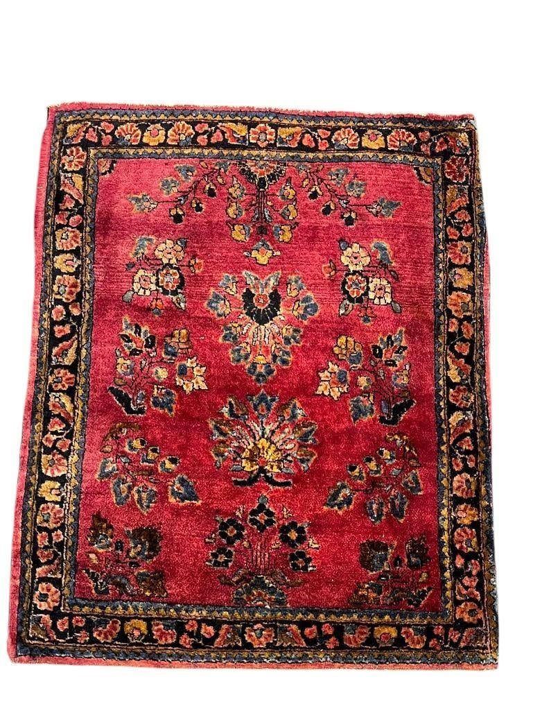Finely Woven Persian Sarouk mat: Finely Woven Persian Sarouk mat. Approx. 25x31 inches. Provenance: From the Monte Hoffman Collection.