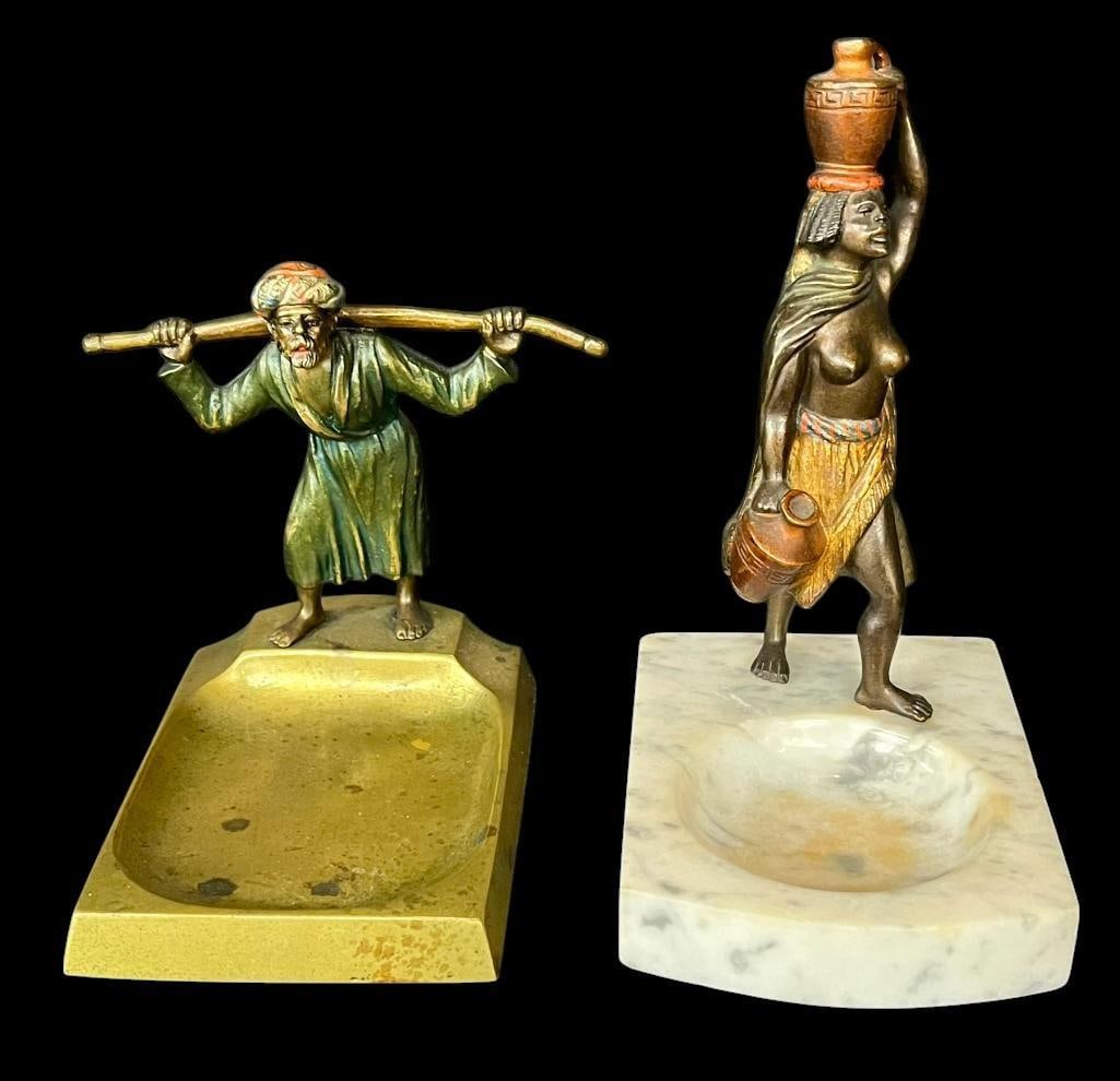Austria Cold Painted bronze figural trinket / ashtrays (1 of 12)