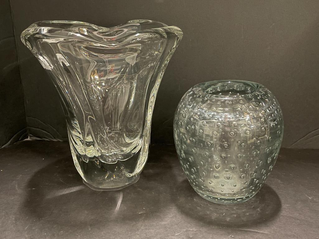 2 Heavy glass decorative vases: 2 Heavy glass decorative vases. 2 pieces.Provenance: From the Monte Hoffman Collection.