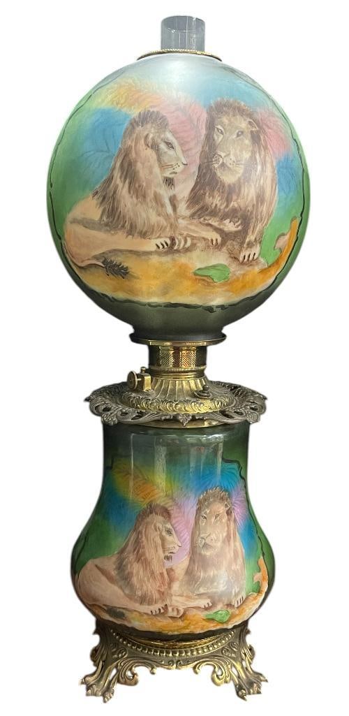 Gone With the Wind style Lion Lamp: Gone With the Wind style Lion Lamp. Approx. 27x11x11 inches.
