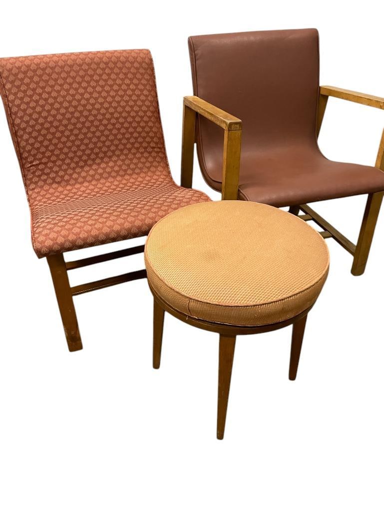 Charles Eames and Saarinan Chairs Kleinhans Music Hall and Stow Davis Revolving Stool: Charles Eames and Saarinan Chairs Kleinhans Music Hall and Stow Davis Revolving Stool. Largest approx. 30x22x21 inches.