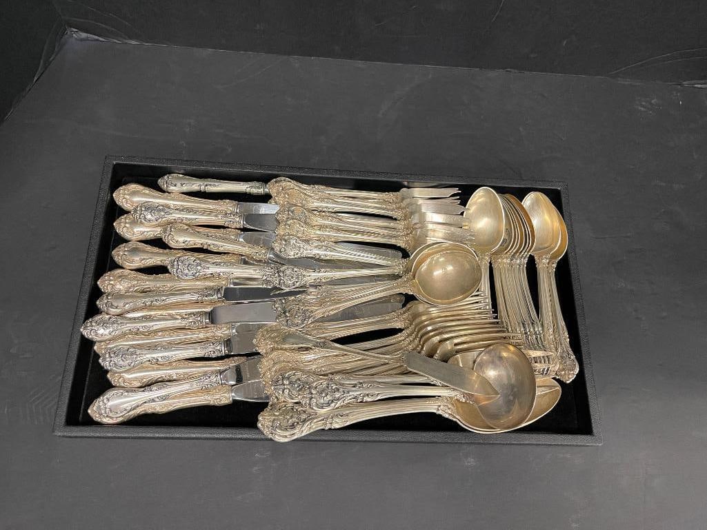 Gorham King Edward Sterling Silverware: Gorham King Edward Sterling Silverware. Approx. 61 oz. Knives are counted at 1/2 ounce each.