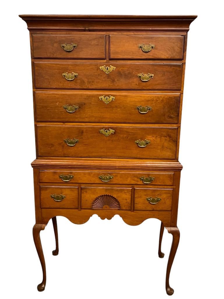 18th Century Cherry Queen Anne Highboy (1 of 10)