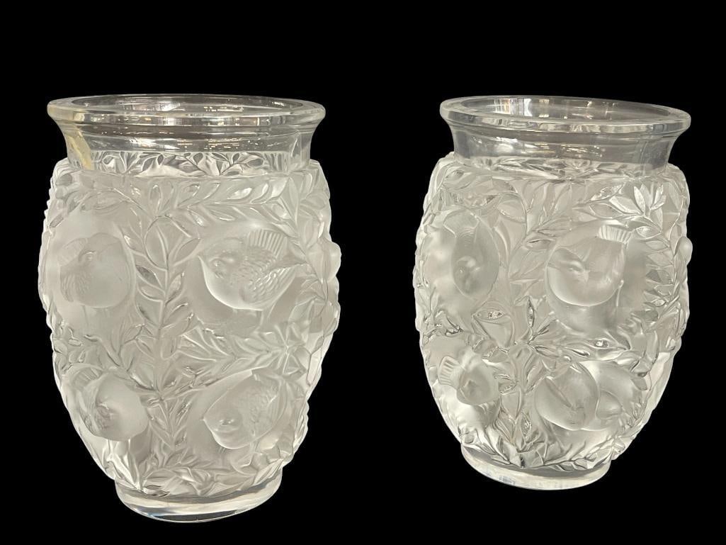 2 Lalique Bagatelle Sparrow and Flower Vases (1 of 12)