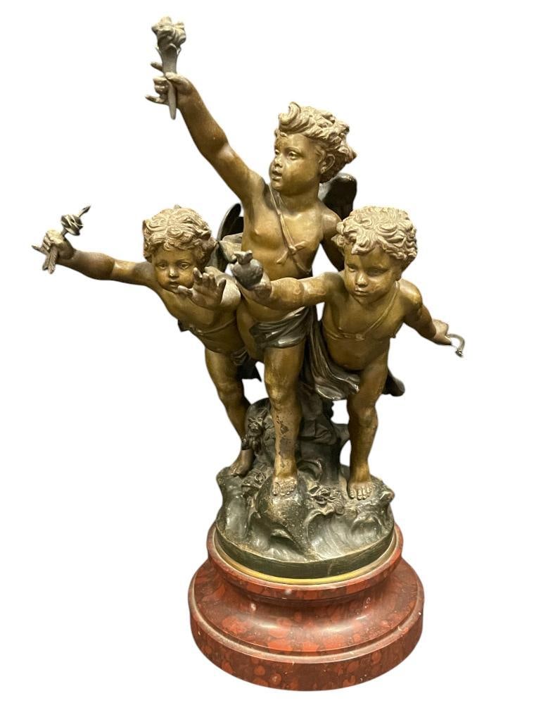 Jean Louis Gregoire Patinated Metal Cherub Statue (1 of 17)