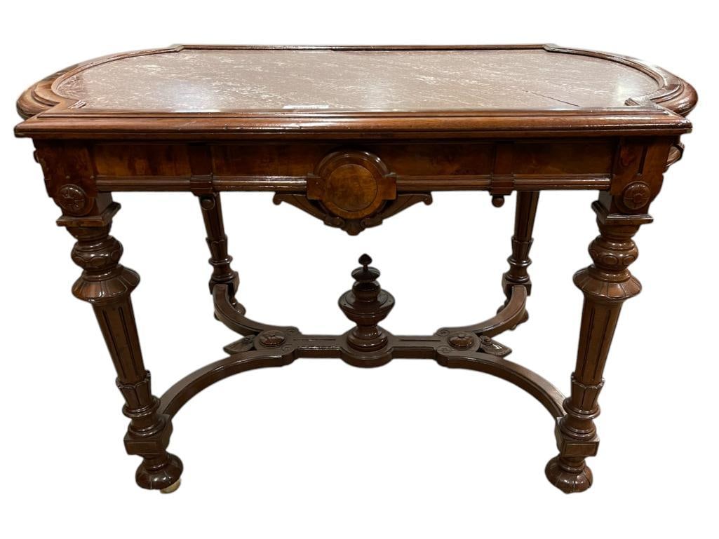 Victorian Walnut Marble Top Table (1 of 10)