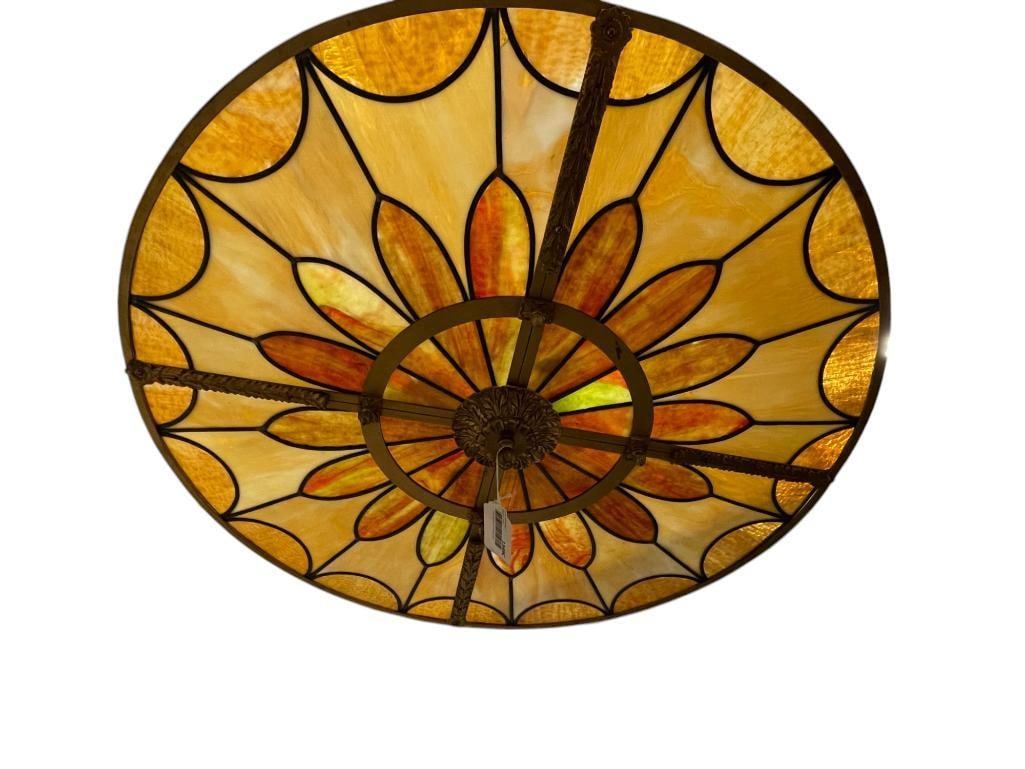 Leaded Glass Light Fixture Historic Lockport Palace Theatre c. 1925 (1 of 4)