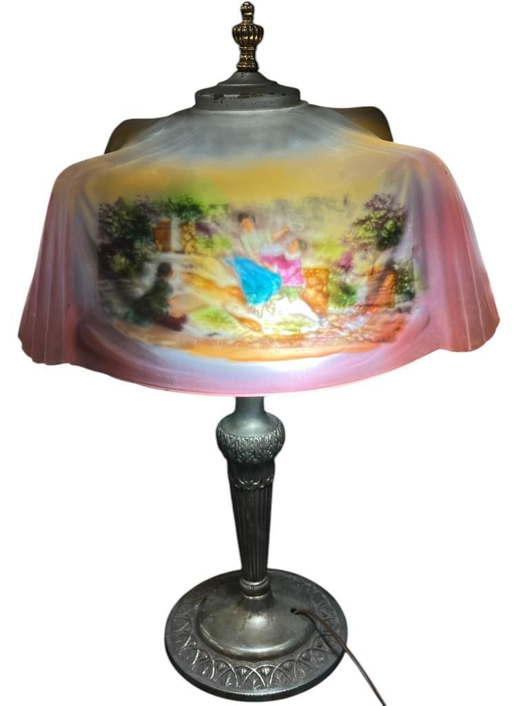 Pittsburgh Reverse Painted Courting Scenes Table Lamp (1 of 11)