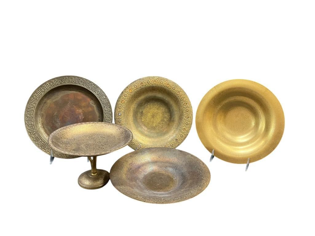 Tiffany Studios Dore Bronze Compote, Bowl and Plates (1 of 14)