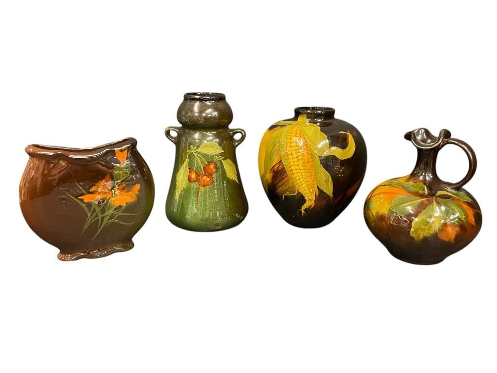 4 Pieces Weller Art Pottery Aurelian Vase signed Ferrell (1 of 20)