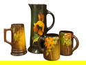 Weller Art Pottery Pitcher, Mugs and Owens Utopian Tankard