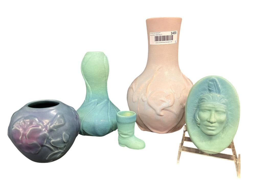 Van Briggle pottery including Big Buffalo face plaque (1 of 20)