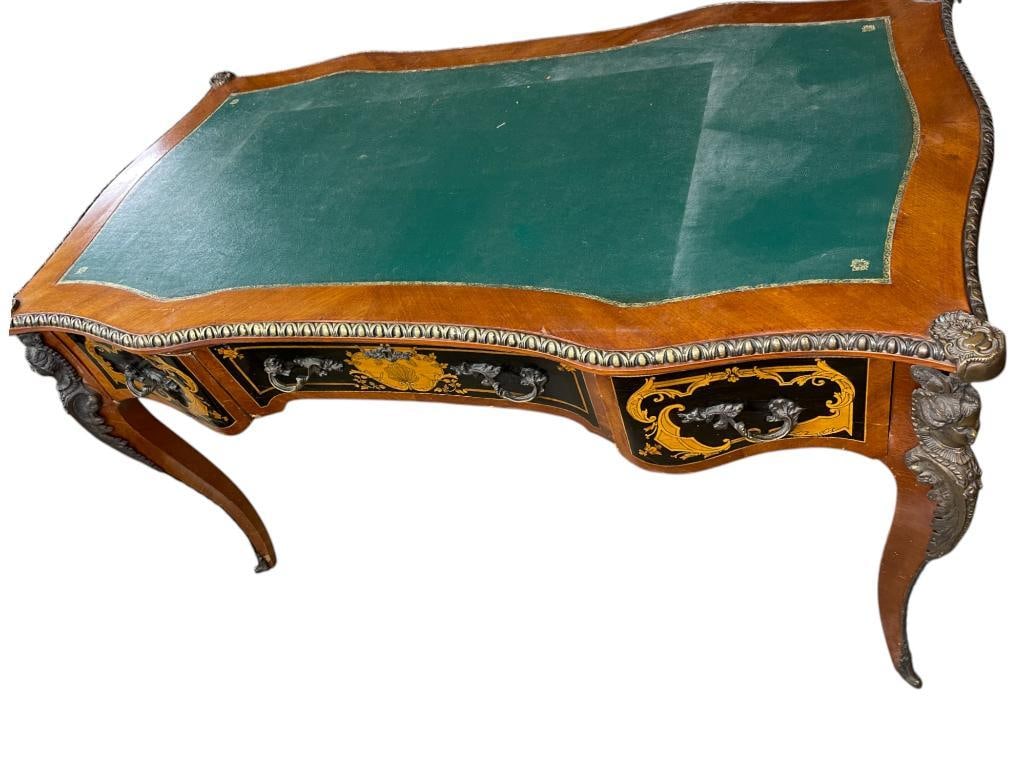 French Style Leather Top Desk with Bronze Mounts (1 of 6)