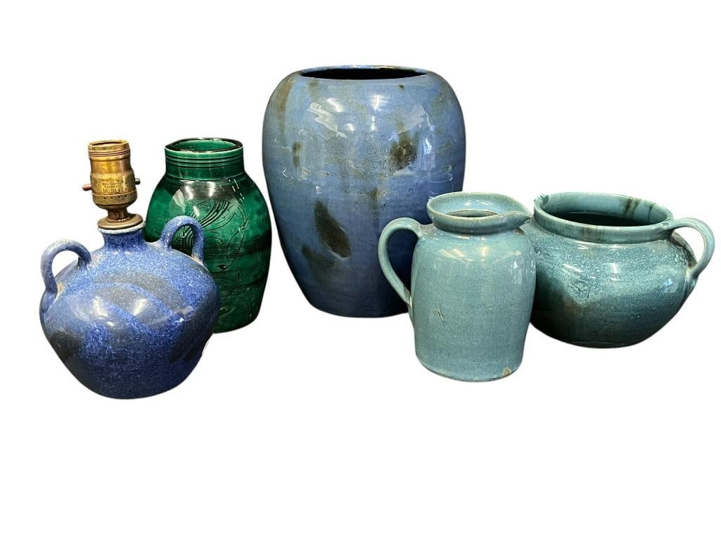 5 Pieces Roadside Craftsmen Pottery including Lamp (1 of 20)