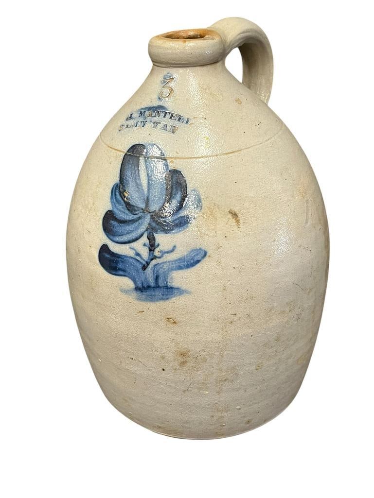 J. Mantell Penn Yan 3 gallon decorated stoneware jug (1 of 7)