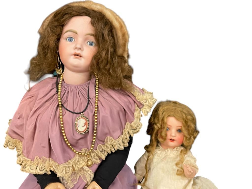 Antique Bisque Head Doll: Antique Bisque Head Doll, approx 39" tall, #22 on bottom of neck