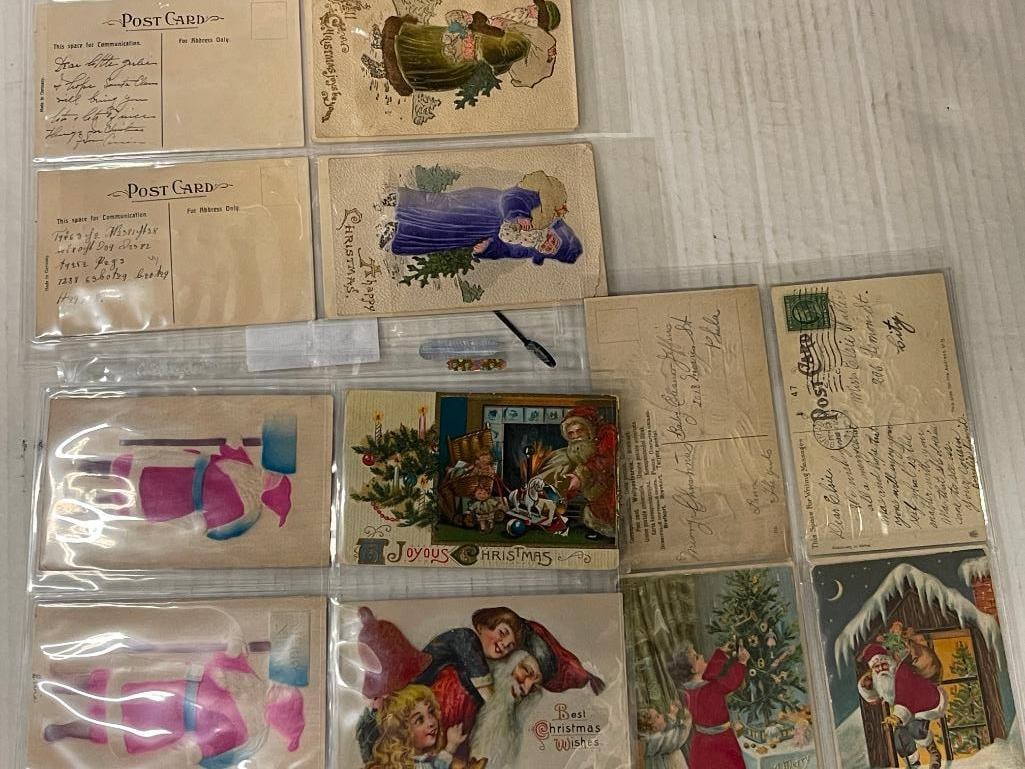 Antique Christmas Santa Postcards with Applied Fabric (1 of 6)
