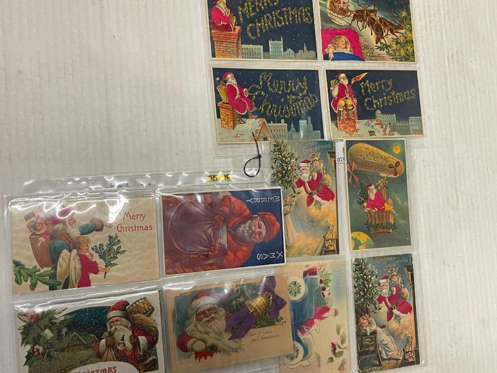 Antique Christmas Santa Postcards with Applied Fabric, etc. (1 of 7)