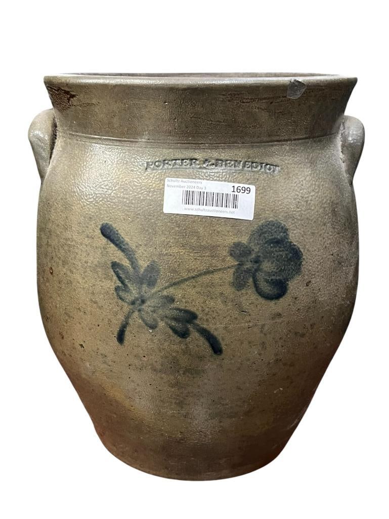 Porter and Benedict Stoneware Crock with Flower Design (1 of 12)