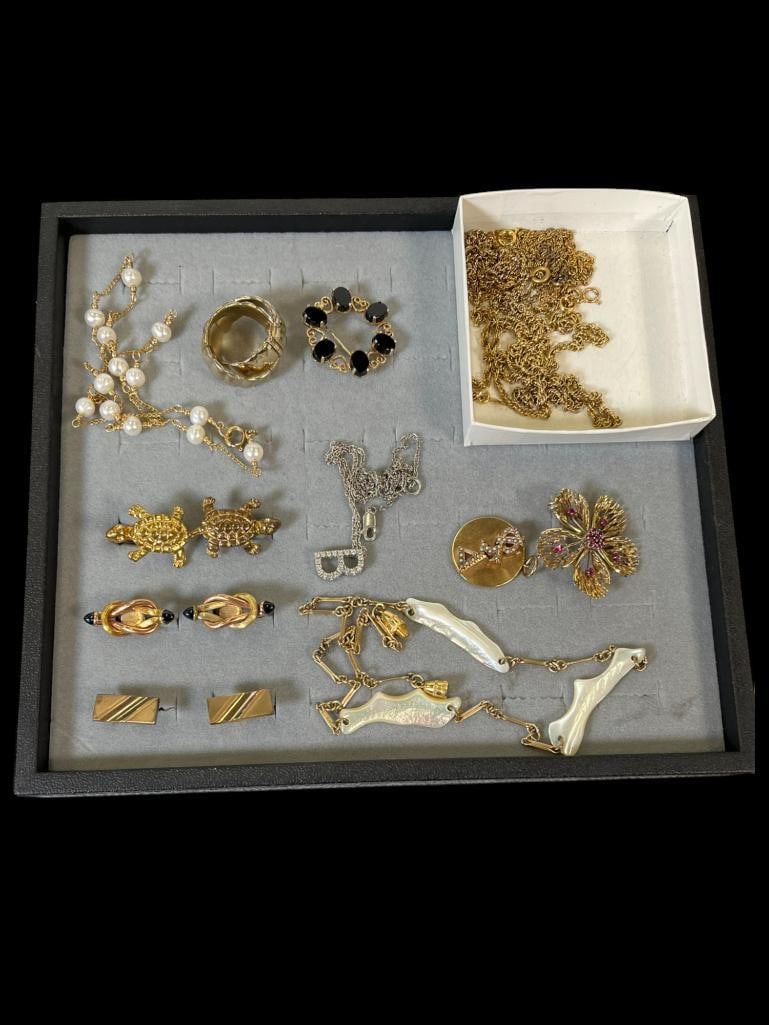 Mostly Gold Filled Group of Pins, Rings, Cufflinks, Necklaces and more (1 of 6)