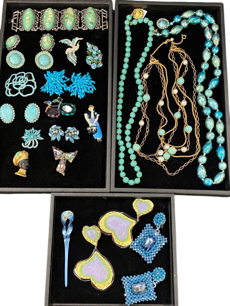 Group of Costume Jewelry Regency Pin, Carnegie Earrings, Necklaces etc. (1 of 14)