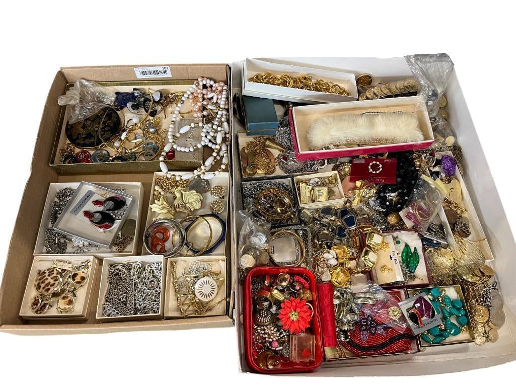 Group of Costume Jewelry Bracelets, Earrings, Coin Jewelry and more: Group of Costume Jewelry Bracelets, Earrings, Coin Jewelry. Coro Bracelet, Giovanni Flower pin and more.