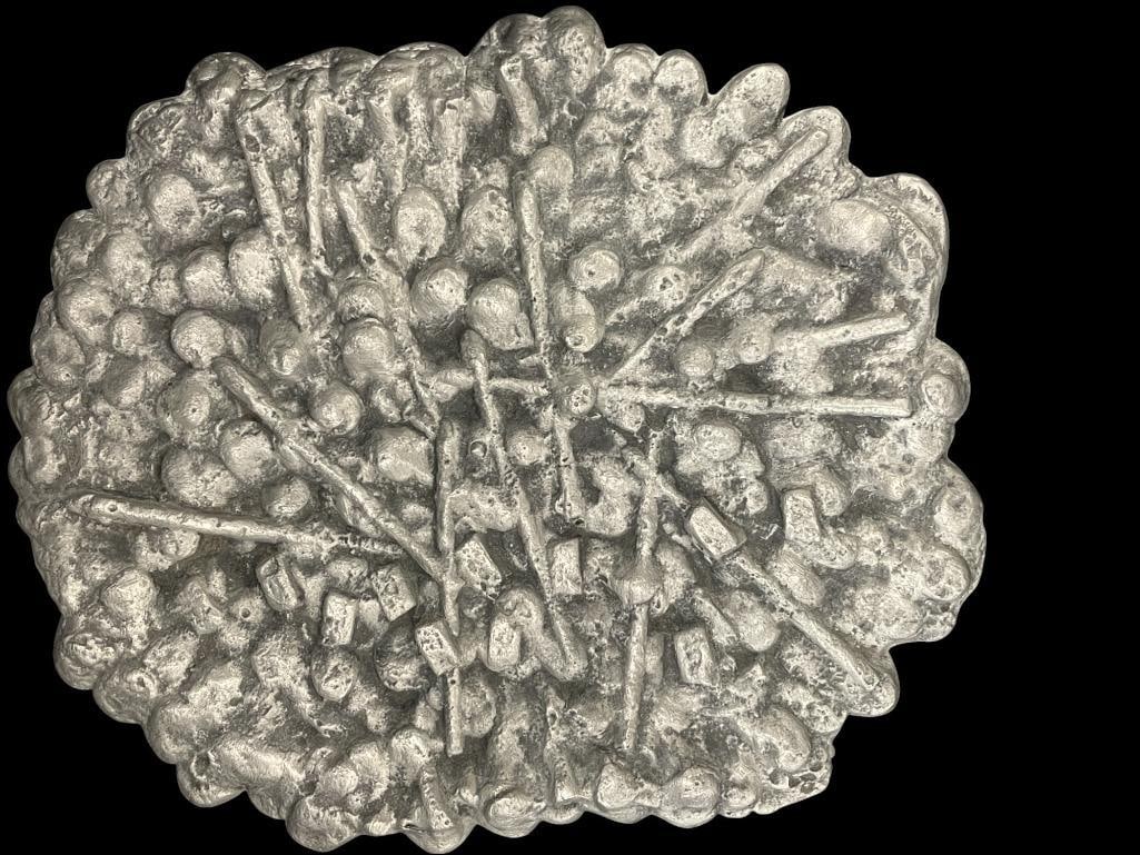 Donald Drumm cast Aluminum Wall Hanging: Donald Drumm cast Aluminum Wall Hanging. Approx. 13x15 x 1 inches.