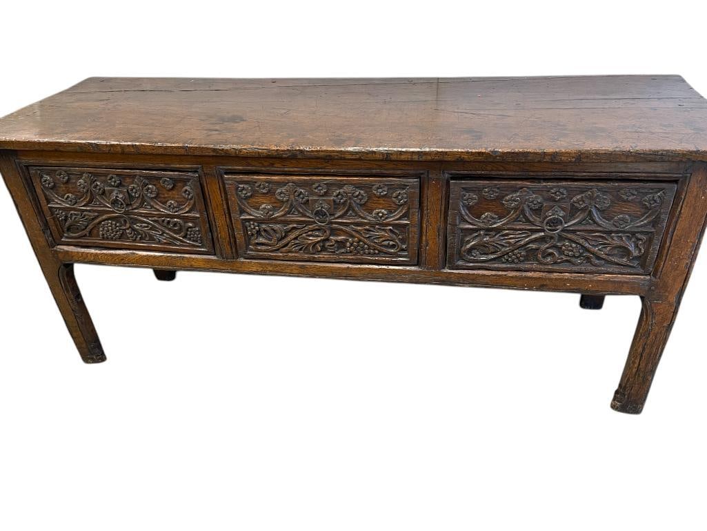 Early Oak Sideboard with Heavily Carved Drawer Fronts (1 of 11)