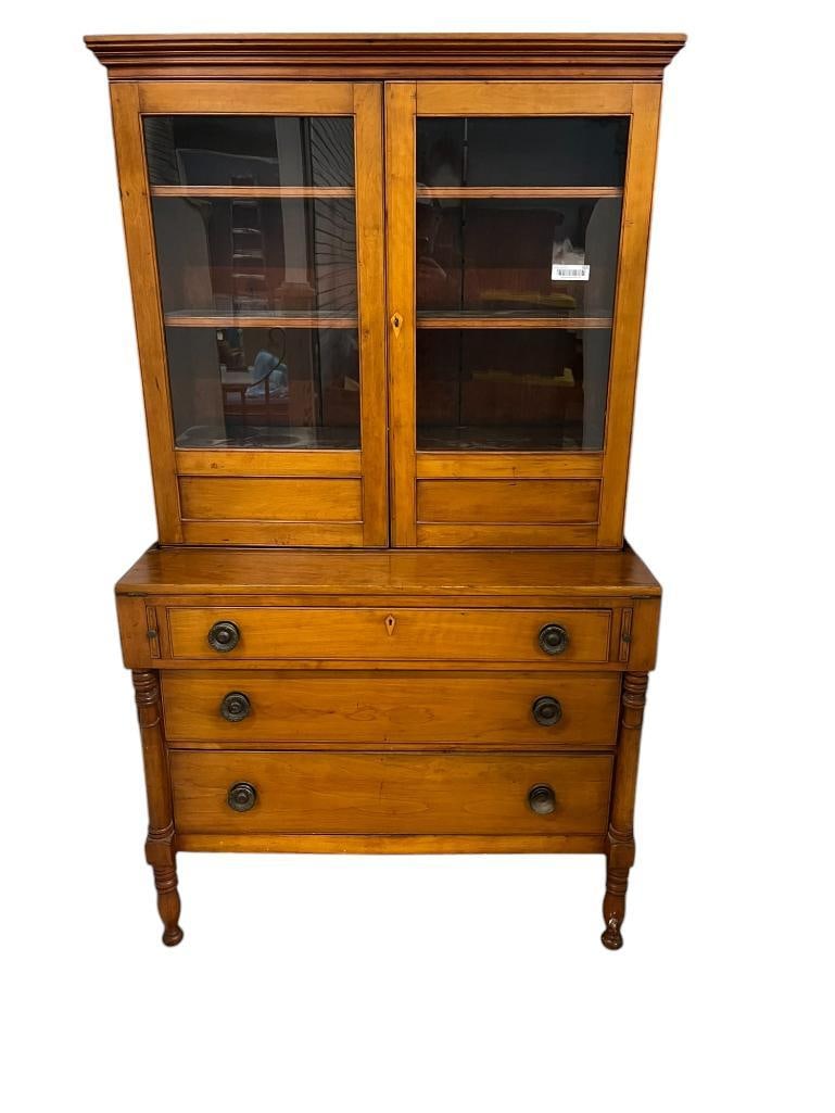 Maple 3 Drawer Secretary Desk: Maple 3 Drawer Secretary Desk. Approx. 39 x 19 x 69 inches.