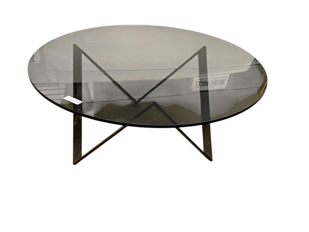 Mid Century Modern Coffee Table with Steel V Shape Base (1 of 4)