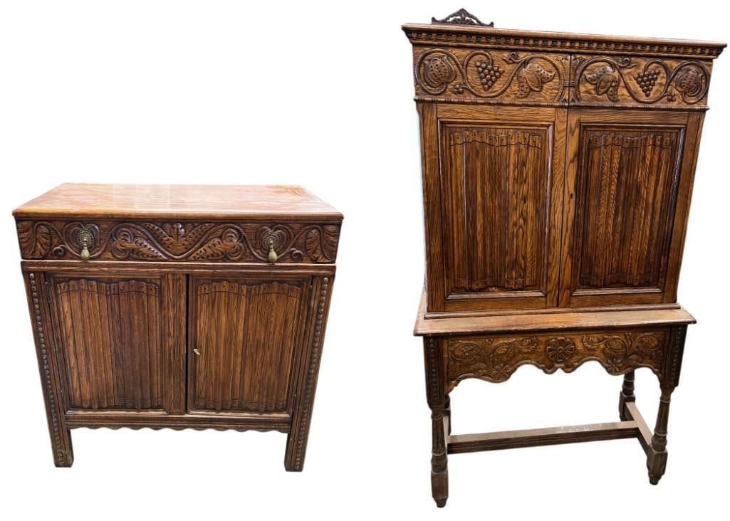 Irwin Carved Oak Server and China Cabinet (1 of 12)